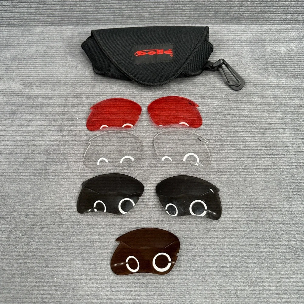 Bolle Interchangeable Replacement Lens Set Red‎ Clear Smoke Brown with Case